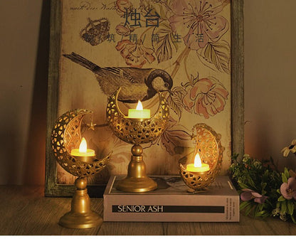 Hollow Moon Candle Holder – Iron Ramadan Decorative Accent (MAC379)