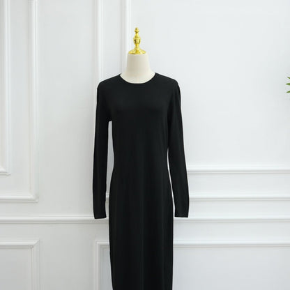 Hollow-Out Knit Open Abaya Cardigan with Waist Belt(MOA315)