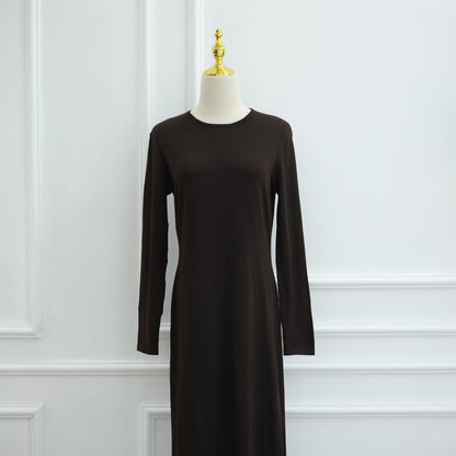 Hollow-Out Knit Open Abaya Cardigan with Waist Belt(MOA315)