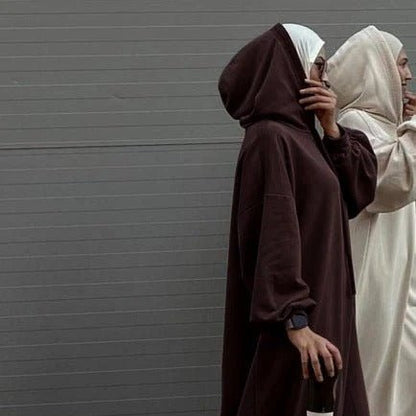 Hooded Sweatshirt Abaya | Hoodie Abaya With Pockets (MA125)