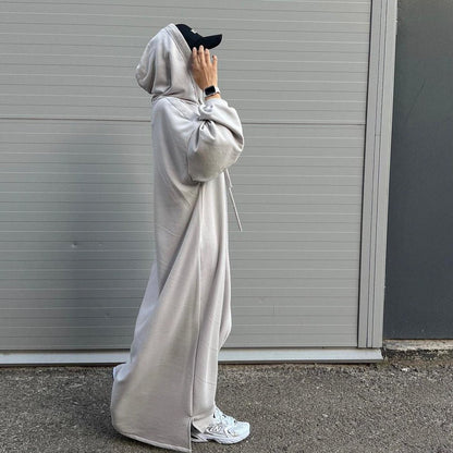 Hooded Sweatshirt Abaya | Hoodie Abaya With Pockets (MA125)