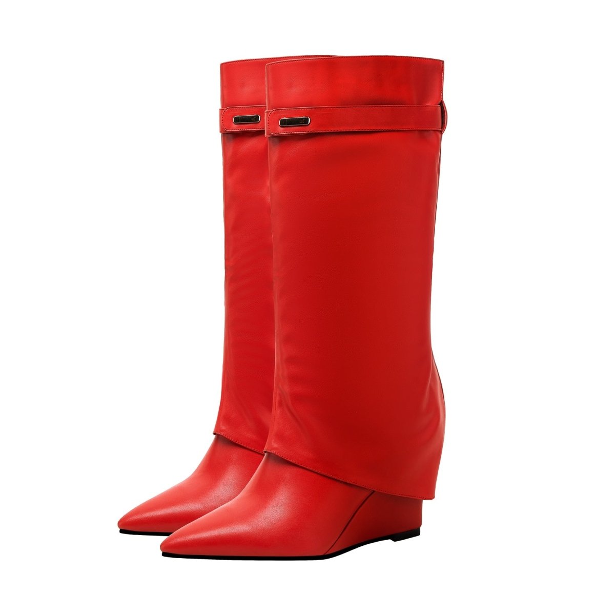 Hot Fun Foldover Leather Knee High Boots