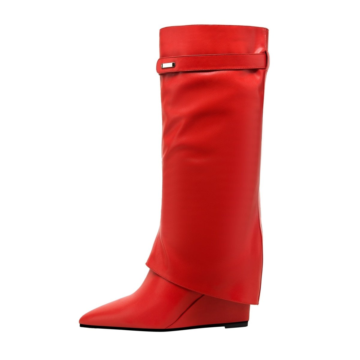 Hot Fun Foldover Leather Knee High Boots