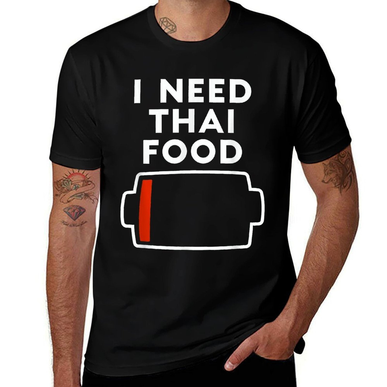 HYYCCUE I Need Thai Food funny T-shirt for Thai food lovers, featuring a playful design and easy-care fabric on a casual tee.