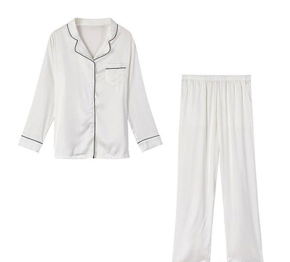 Ice Silk Women's Long Sleeve Pajama Soft & Comfortable Two-Piece Set(MS084)