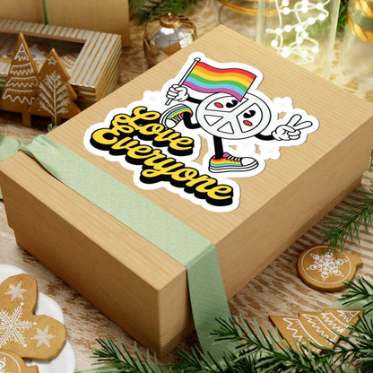 Love Everyone Pride Sticker: Rainbow Peace Sign Vinyl Decal