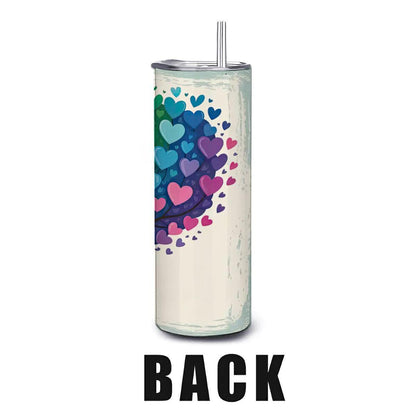 ColorFlow | Rainbow Love Heart Tree Tumbler | 20oz Stainless Steel Insulated Mug with Straw | Pride Art Gift Travel Cup