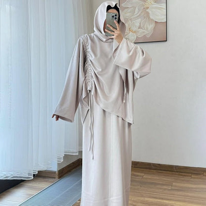 Integrated Hijab Hoodie & Maxi Skirt Set(MS194)