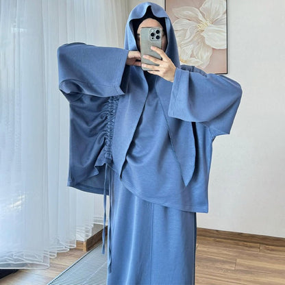 Integrated Hijab Hoodie & Maxi Skirt Set(MS194)