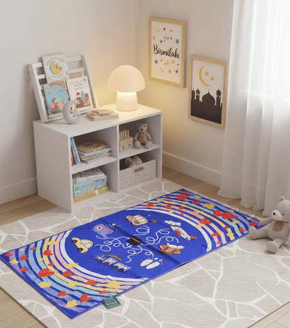 Interactive Kids Prayer Mat | Islamic Illustrated Prayer Mat For Muslim Kids (MR084)