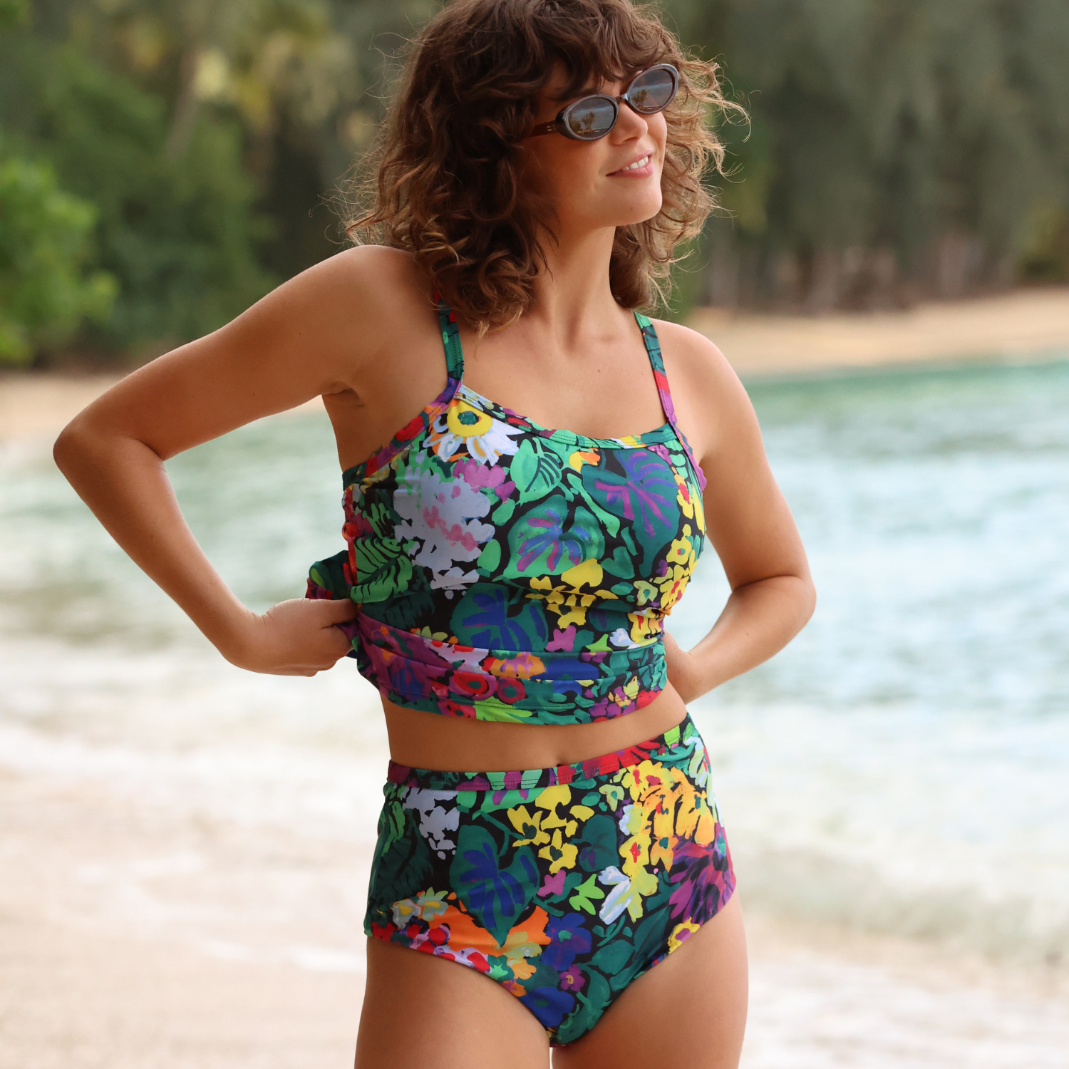 Black women's two-piece swimsuit tankini from Jamsworld, featuring a stylish and comfortable design for swimwear.