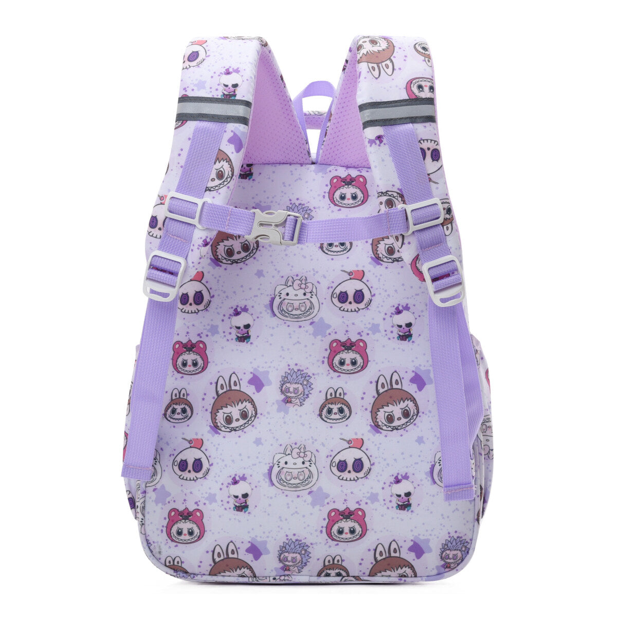 Black Labubu Kids Backpack featuring colorful "Everyday Is a Happy Day" design, durable straps, and spacious interior for children.