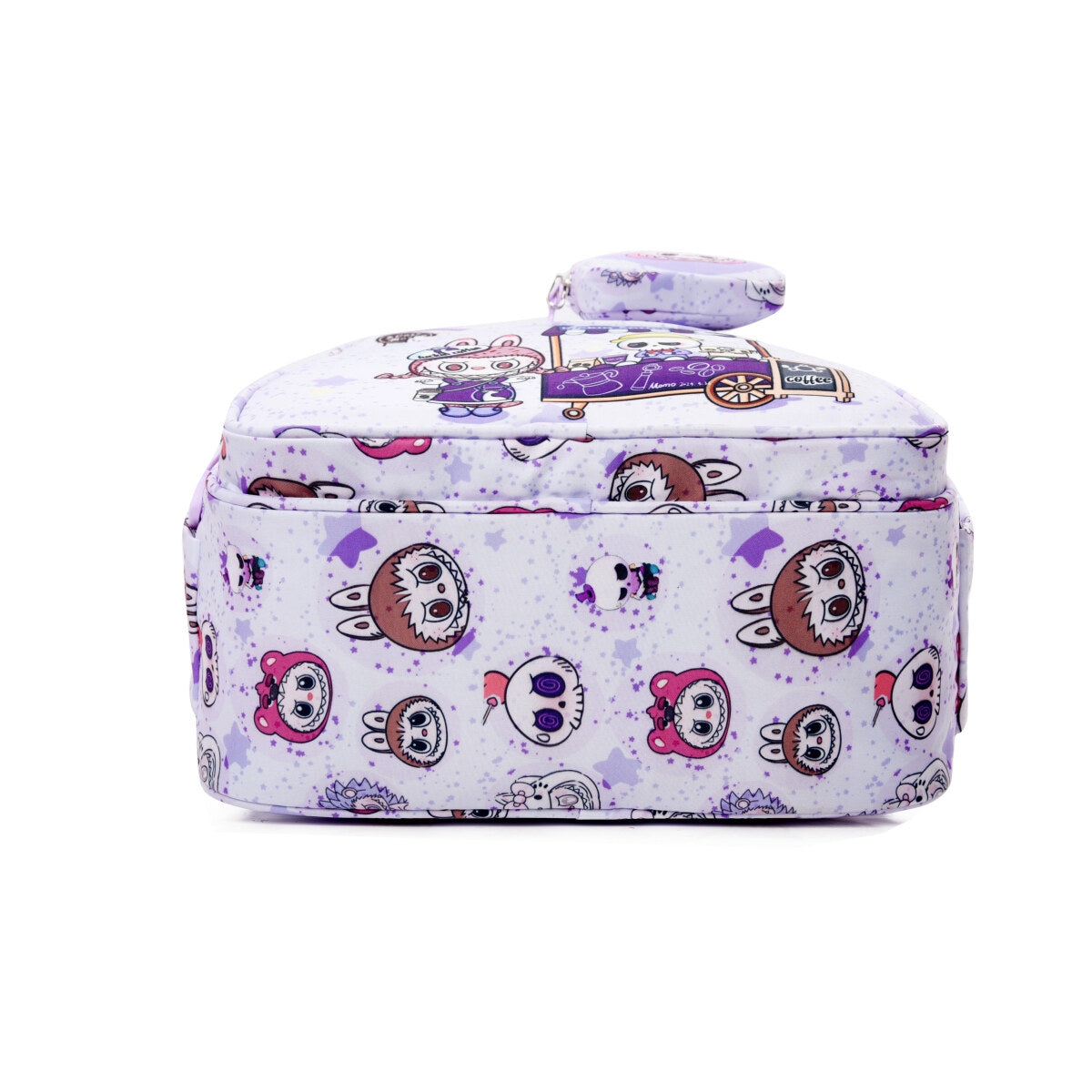 Black Labubu Kids Backpack featuring colorful "Everyday Is a Happy Day" design, ideal for school and everyday use.