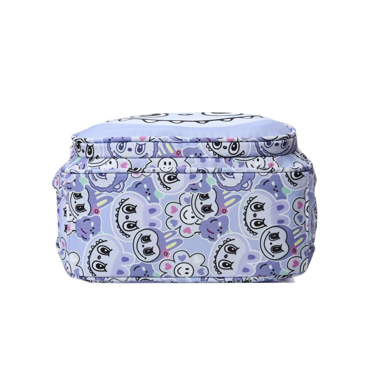 Blue Mischief Squad Labubu Kids Backpack with playful design, featuring adjustable straps and a spacious main compartment.