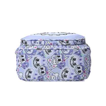 Blue Mischief Squad Labubu Kids Backpack with playful design, featuring adjustable straps and a spacious main compartment.