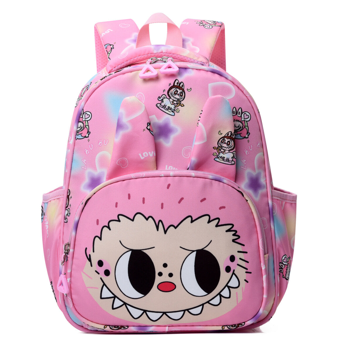 Blue Mischief Squad Labubu Kids Backpack with playful character design, perfect for children’s school and daily use.