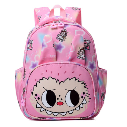 Blue Mischief Squad Labubu Kids Backpack with playful character design, perfect for children’s school and daily use.