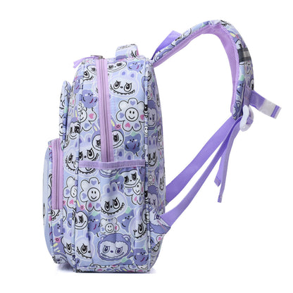 Blue Labubu Mischief Squad Kids Backpack featuring playful character design, adjustable straps, and durable fabric for children.