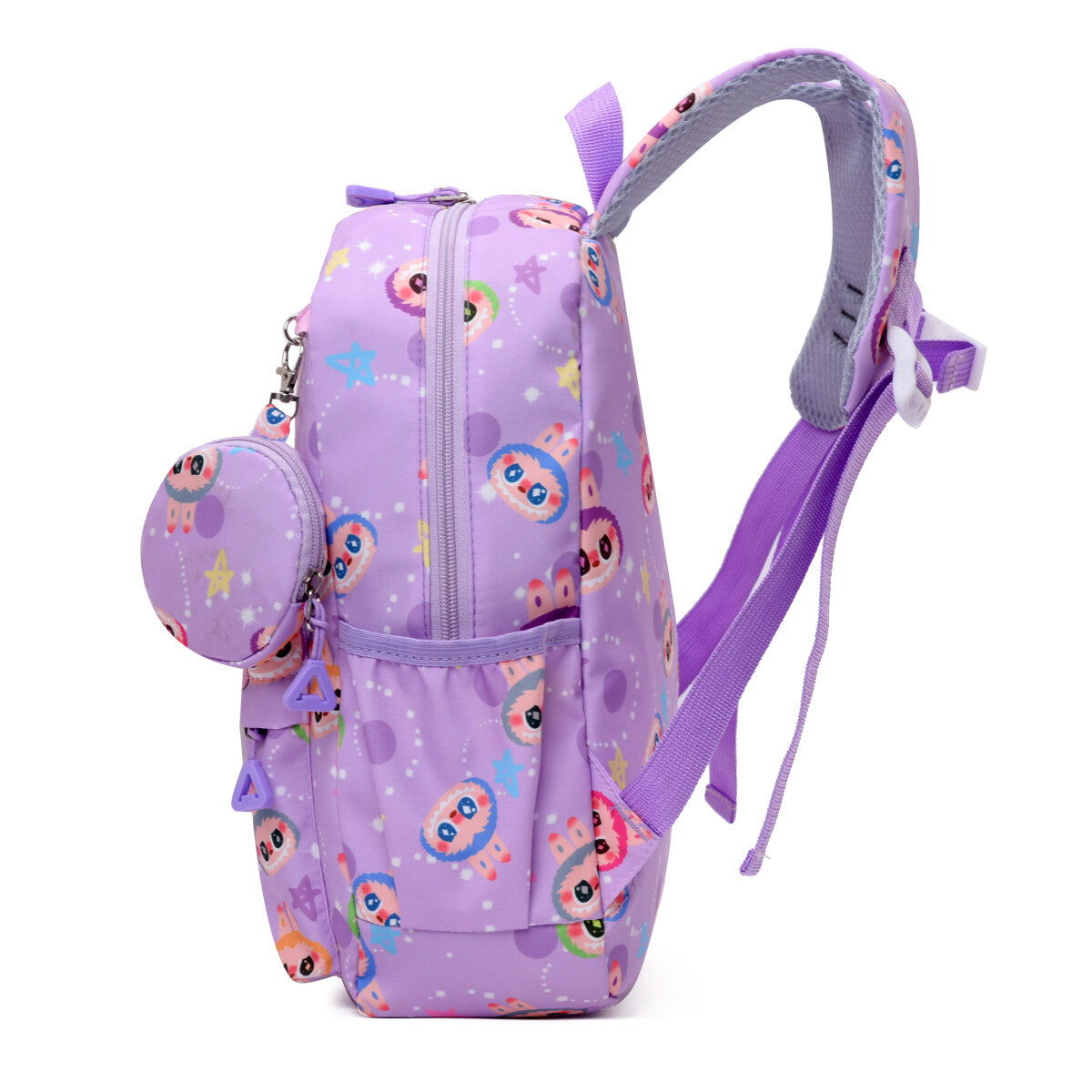 Blue Labubu Kids Backpack with outdoor fun design, featuring adjustable straps and spacious main compartment for children.