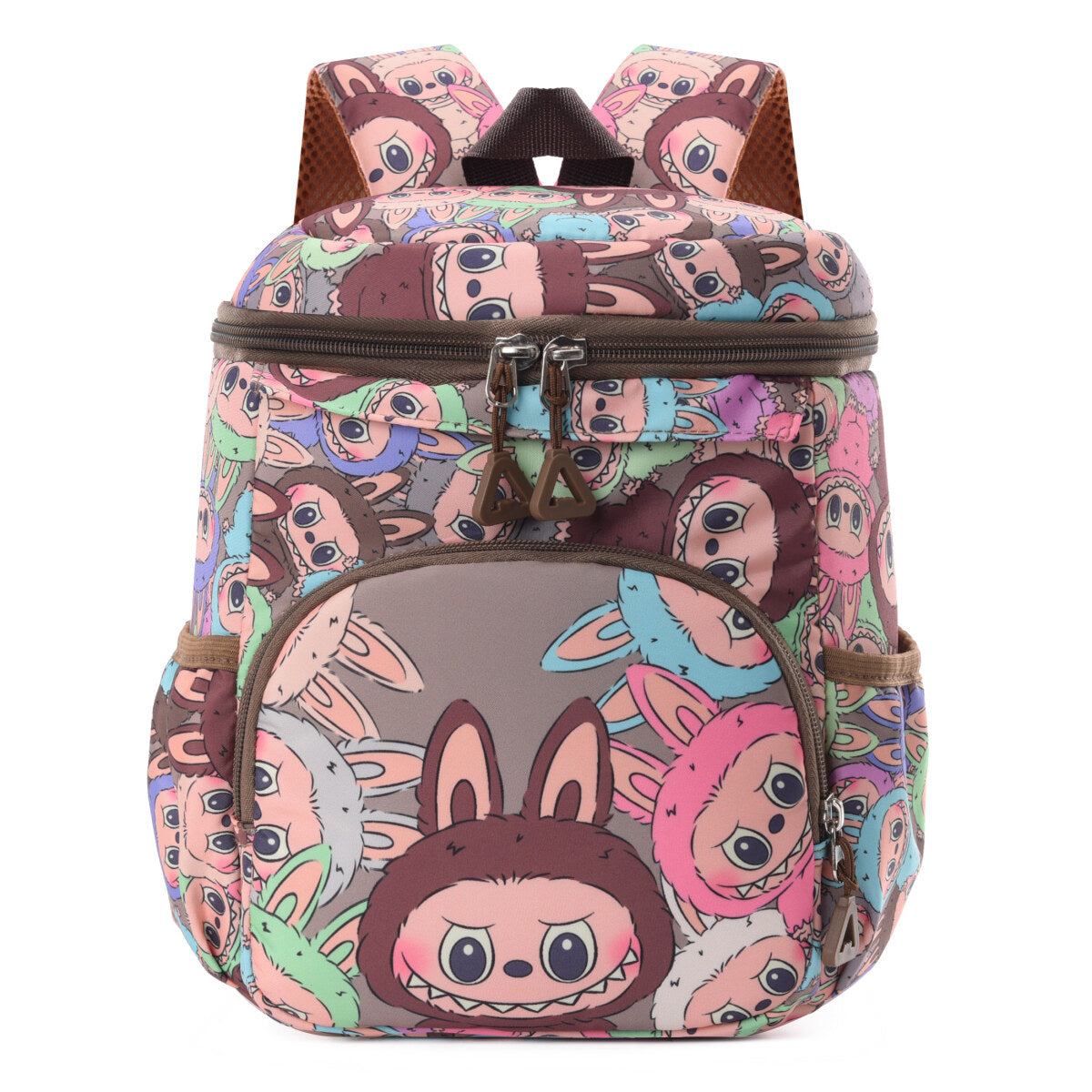 Blue Labubu Kids Backpack with colorful design featuring the Pure Happiness Labubu theme, suitable for children.