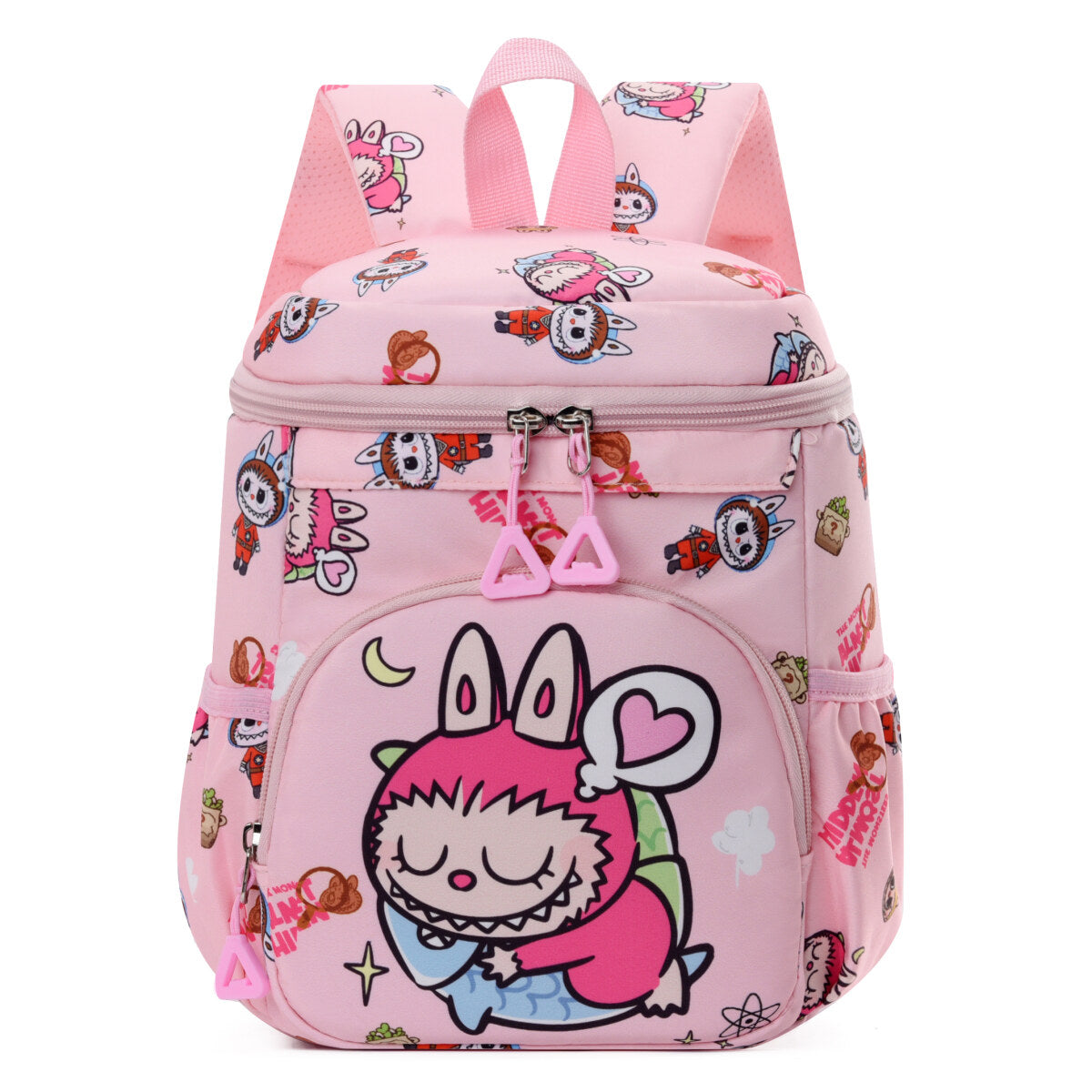 Blue Labubu Kids Backpack from Pure Happiness Labubu, featuring colorful design and adjustable straps for children.
