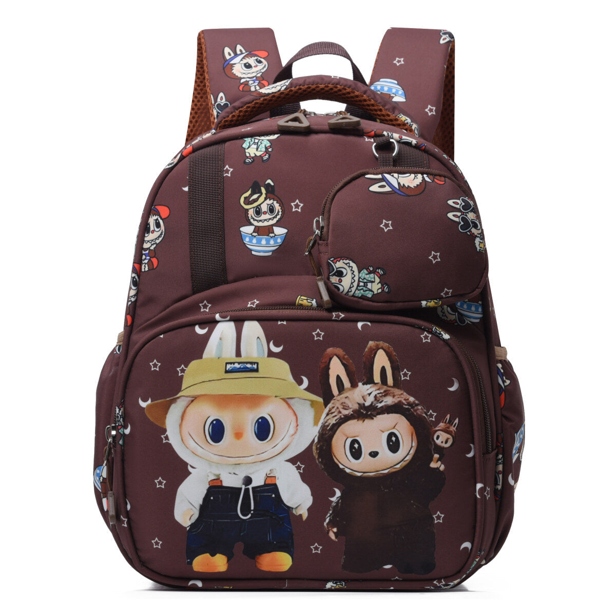 Blue Labubu Kids Backpack featuring playful "Stay With Me" design, suitable for children, with adjustable straps and spacious main compartment.