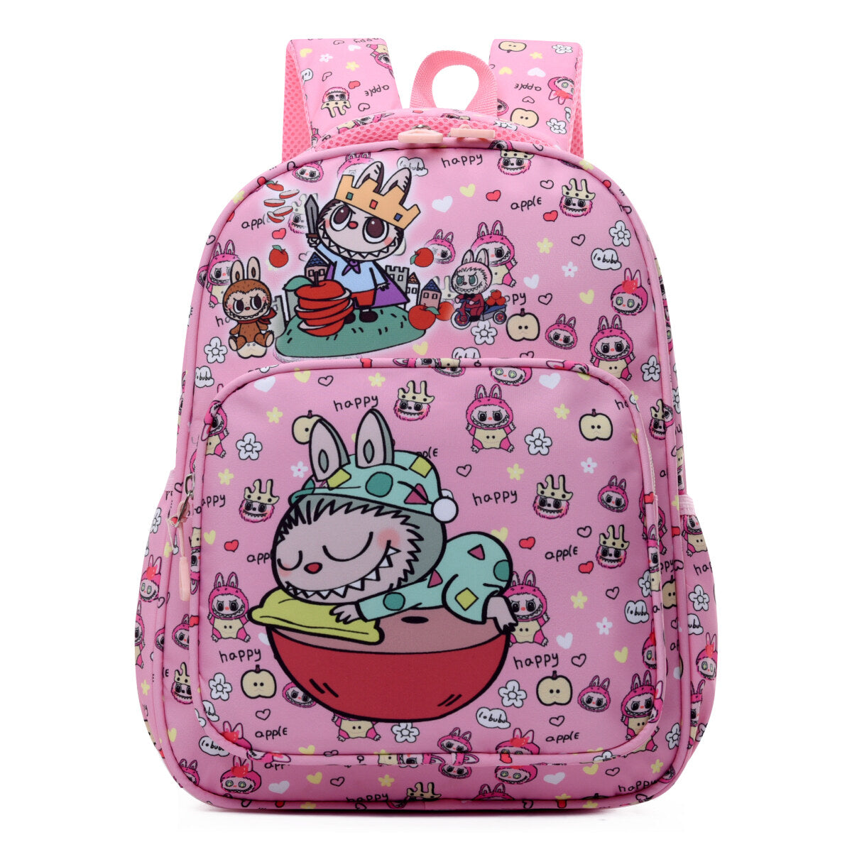 Blue Labubu Kids Backpack featuring a Sweet Home Labubu design with adjustable straps and spacious main compartment.