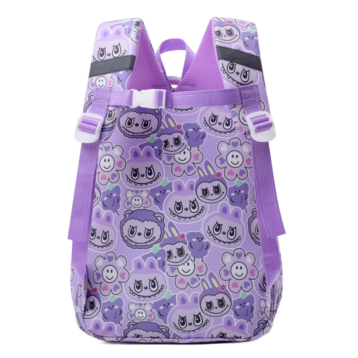 Blue Labubu Kids Backpack featuring Sweet Home Labubu design, with adjustable straps and spacious main compartment.