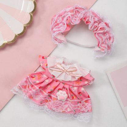 Pink Labubu Sweet Ruffle Dress for girls, featuring layered ruffles and delicate details, perfect for special occasions.
