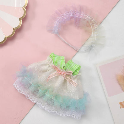 Labubu sweet cotton candy rainbow dress with colorful rainbow design, perfect for kids' playful and adorable outfits.