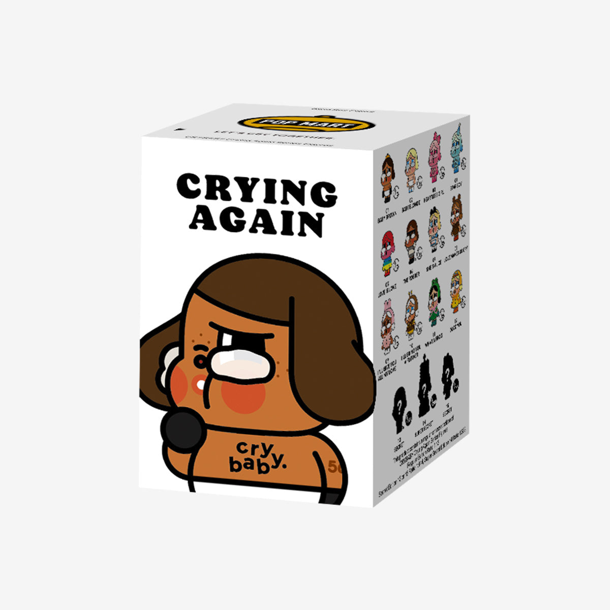 Labubu Loot Crybaby Crying Again Series plush pendant in a blind box showing a cute, crying character plush toy.