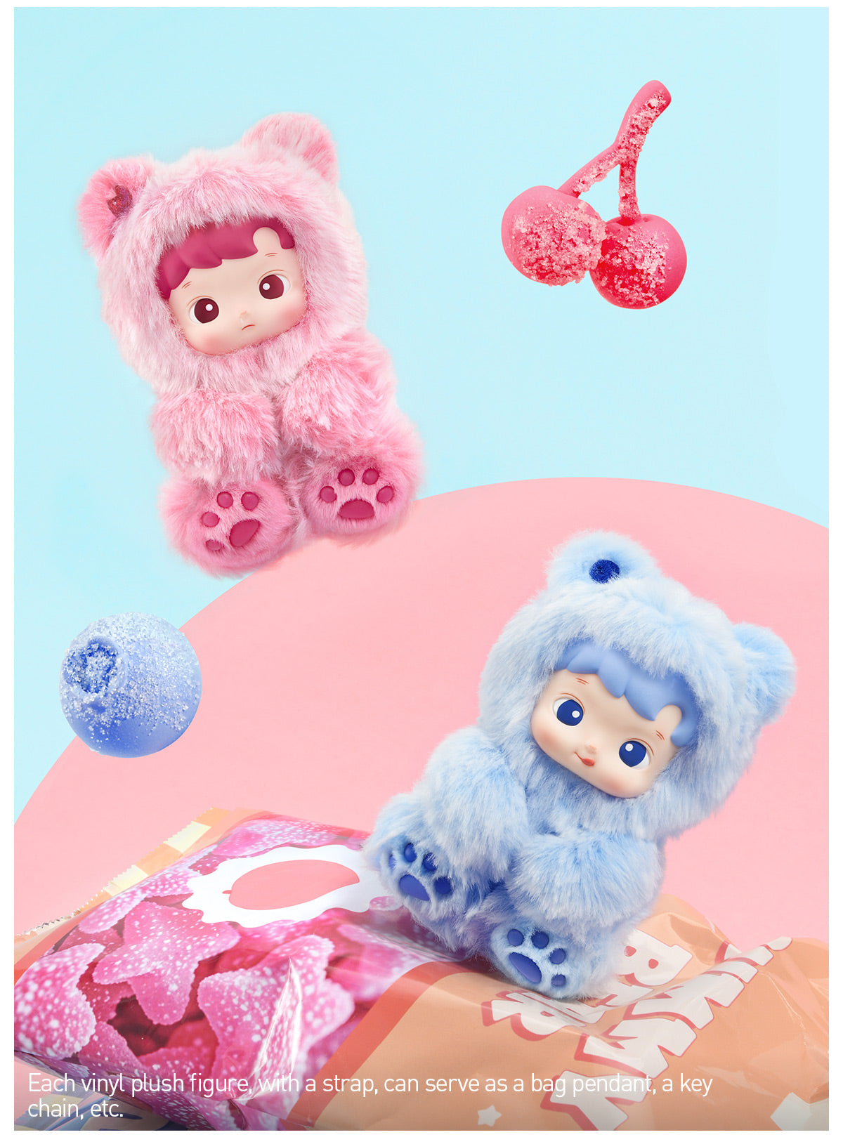 Labubu Loot Hacipupu Gummy Bear Series vinyl plush pendant, soft plush toy with detailed gummy bear design, for collectible display.