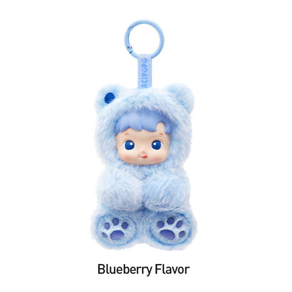 Labubu Loot Hacipupu Gummy Bear Series vinyl plush pendant featuring a cute, colorful plush bear design on a keychain.