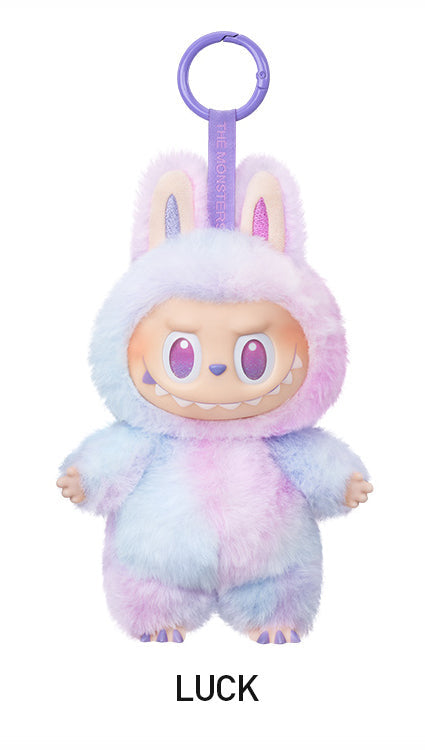 Vinyl plush pendant from Labubu Loot's Big Into Energy Series featuring The Monsters character, soft and collectible.