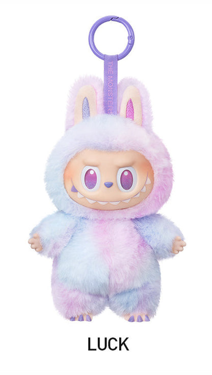 Vinyl plush pendant from Labubu Loot's Big Into Energy Series featuring The Monsters character, soft and collectible.