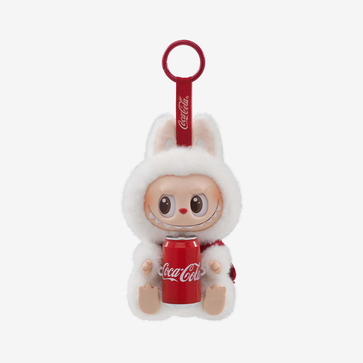 Labubu Loot plush pendant featuring a vinyl face from The Monsters Coca-Cola Series, collectible soft toy with detailed design.