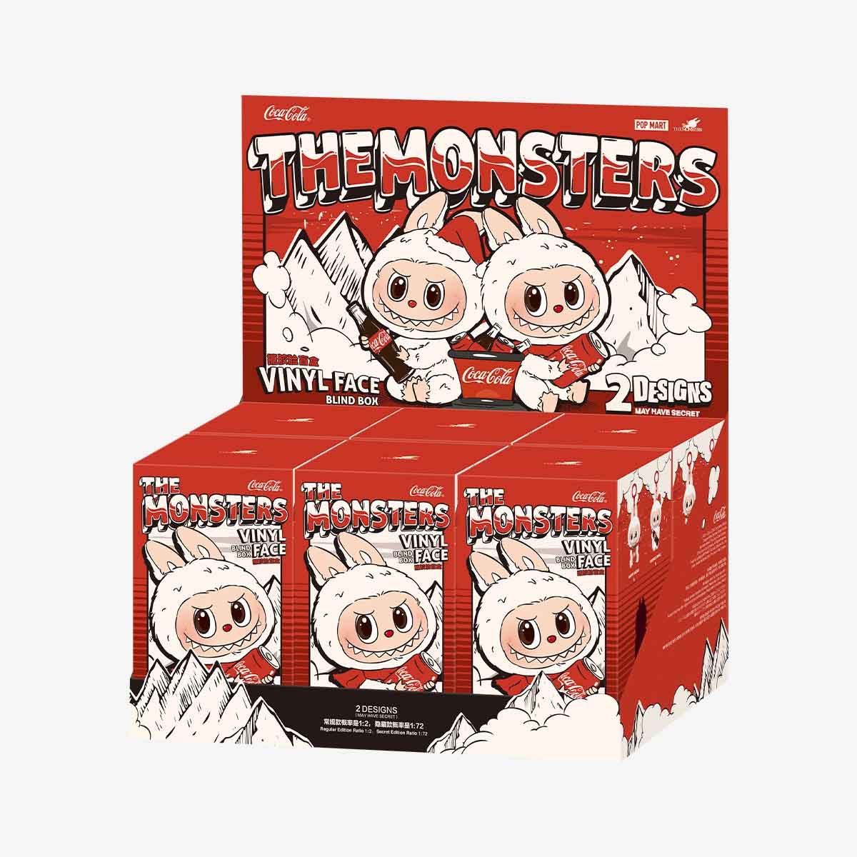 Labubu Loot The Monsters Coca-Cola Series plush vinyl face pendant, soft collectible plush with detailed monster face design.