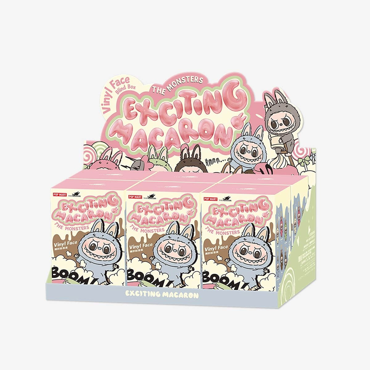 Labubu Loot The Monsters plush pendant featuring an exciting macaron vinyl face, displayed as a collectible plush figurine.