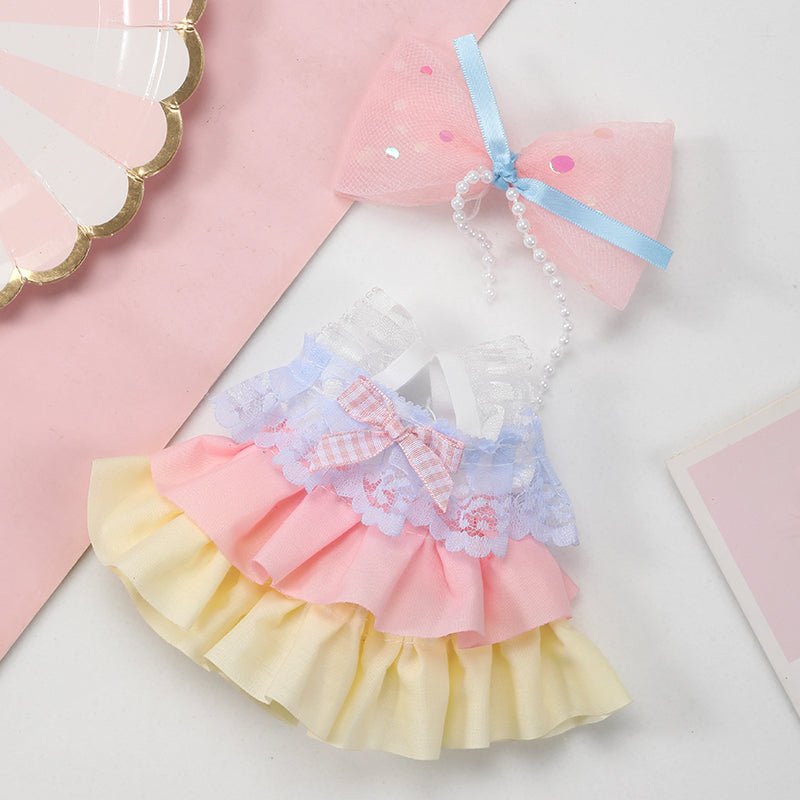 Blue Labubu Romantic Ruffle Outfit set featuring delicate ruffles and feminine design, perfect for stylish occasions.