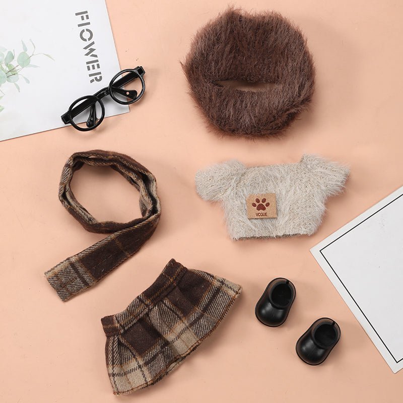 Labubu Choco Chestnut skirt outfit set featuring a stylish skirt and matching top in a coffee and chestnut color scheme.