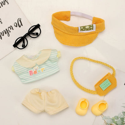 Labubu summer daisy and bag outfit set for children, featuring a mint-colored dress with daisy print and matching accessories.