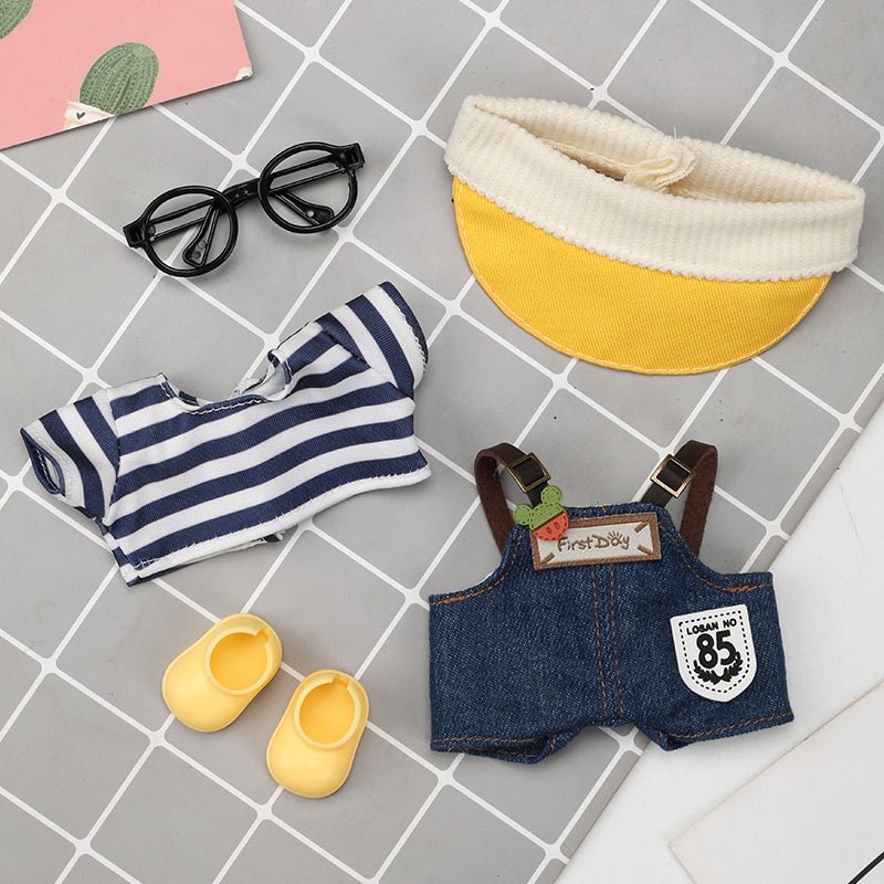 Labubu striped lemony fun outfit set with navy and yellow, featuring playful patterns and comfortable fabric for kids.