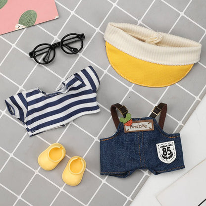 Labubu striped lemony fun outfit set with navy and yellow, featuring playful patterns and comfortable fabric for kids.