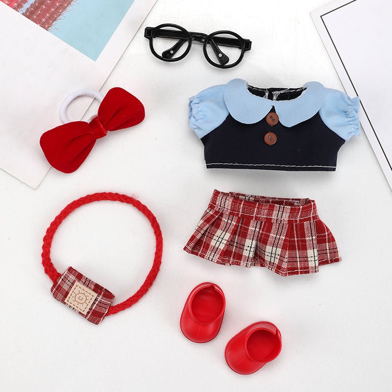 Labubu Cherry Red Girl Outfit set featuring a red and white dress with cherry patterns, perfect for young girls.