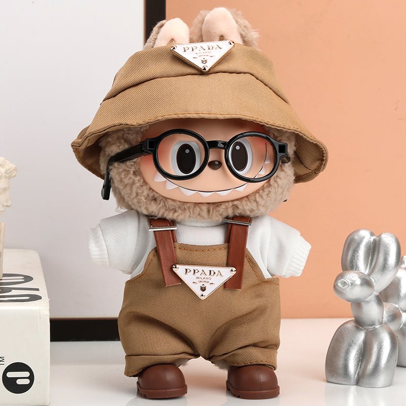 Labubu Triangle Badge Monochromatic Tan Outfit set featuring a stylish tan color and geometric badge design.