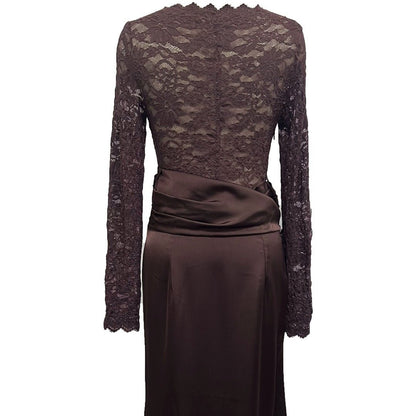 Lace Bodice Satin Ruched Mermaid Maxi Dress(MS415)