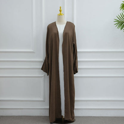 Lace Cuff Crinkle Open Abaya(MOA328)