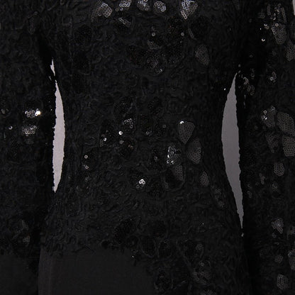 Lace Embroidered Mermaid Gown | Vintage Elegant Fishtail Maxi Dress (MS215)
