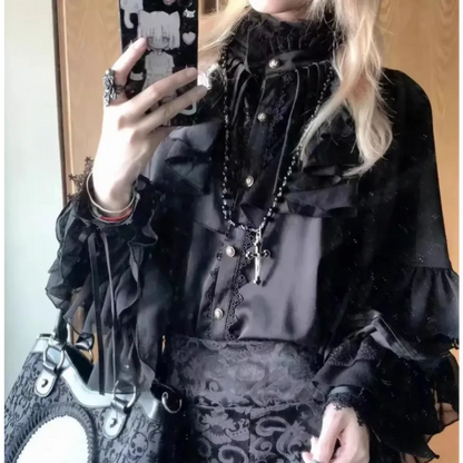 Kawaii Lace Lantern Sleeve Blouse