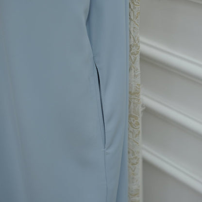 Lace-Panel Flared-Sleeve Open Abaya with Pockets(MOA332)